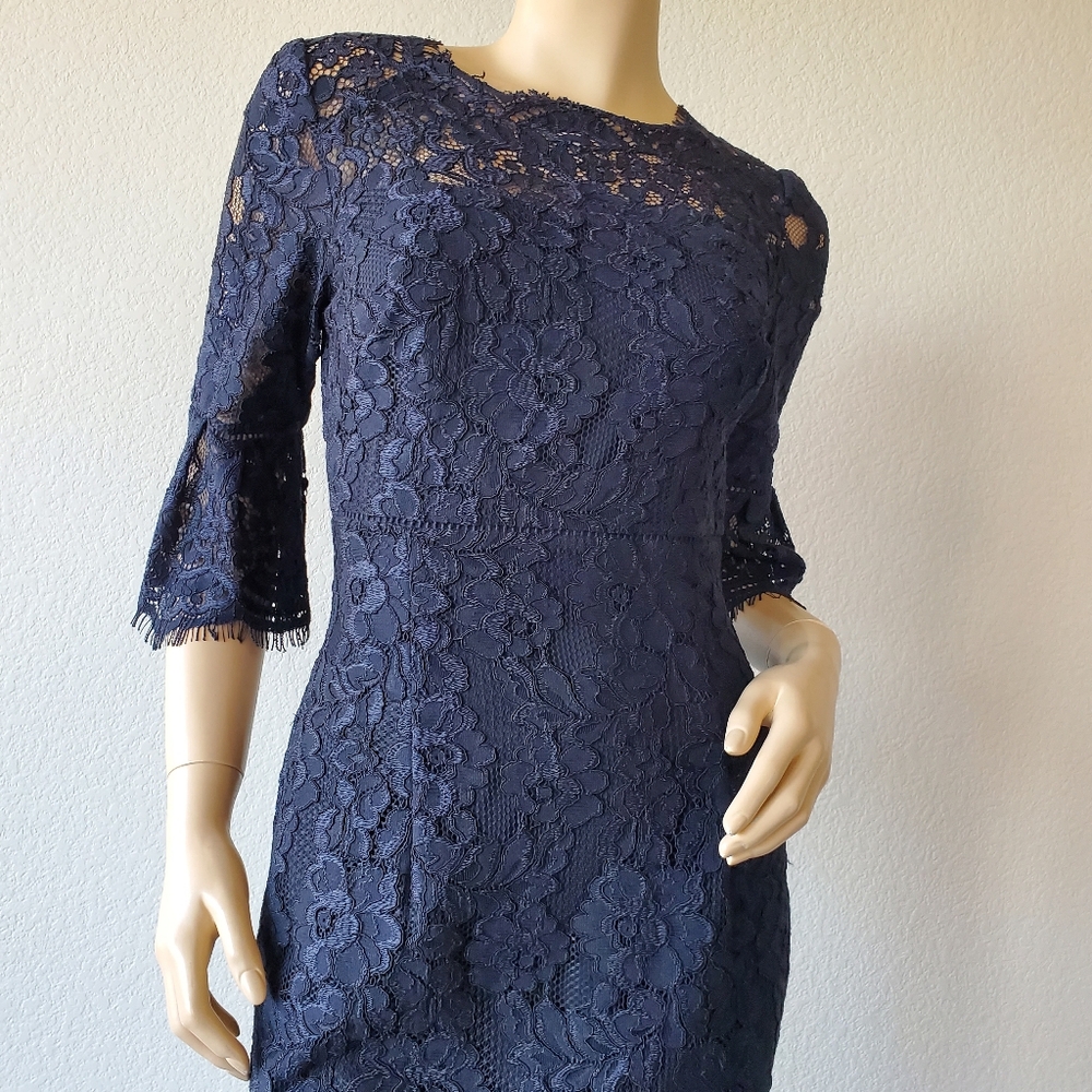 HOBBS VANESSA PENCIL DRESS NAVY LACE SIZE US 4 NWT - Picture 10 of 16